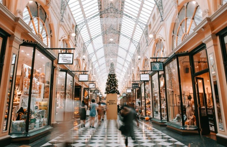Christmas shopping in mall