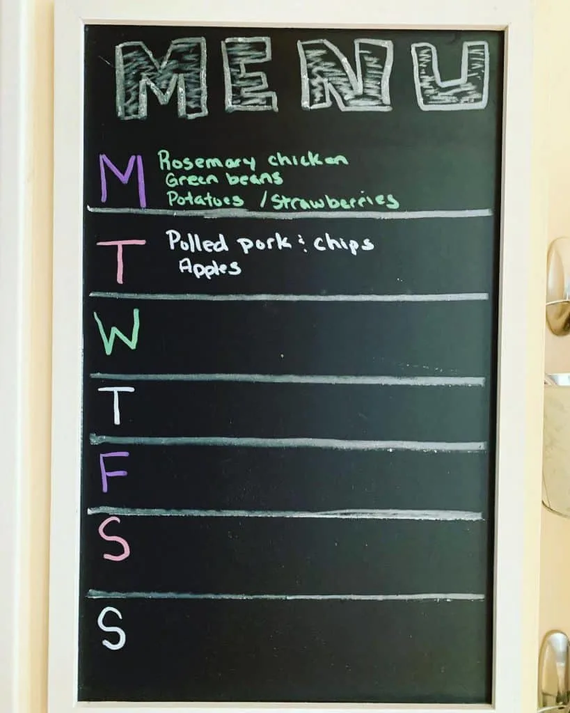 Chalk Board with written menu