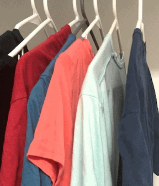 Colored clothing hanging