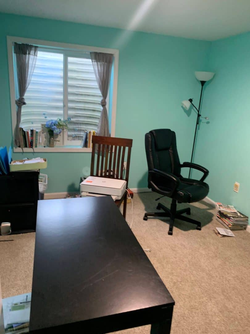Turning A Small Bedroom Into A Comfortable Office teal Office turning-a-small-bedroom-into-a-comfortable-office-teal-office