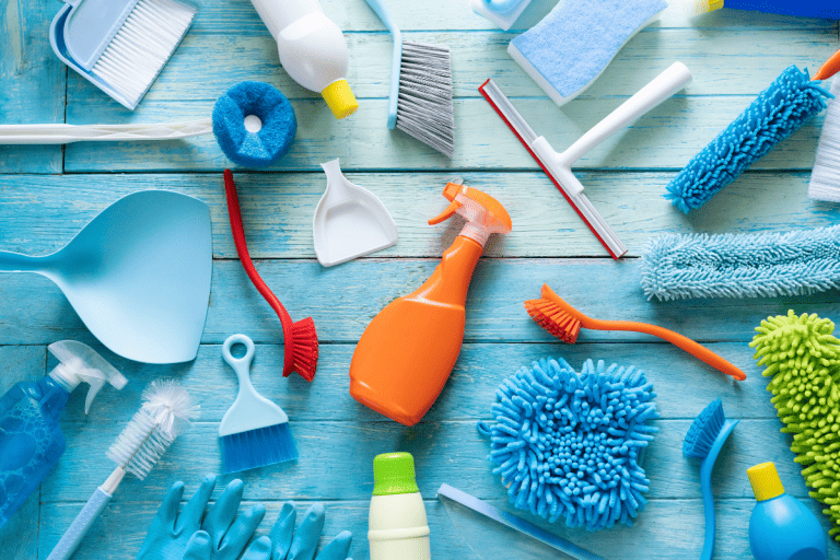 Cleaning tools all spread-out