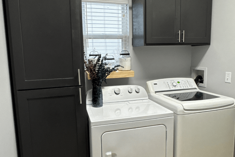 Washer and dryer organized laundry room