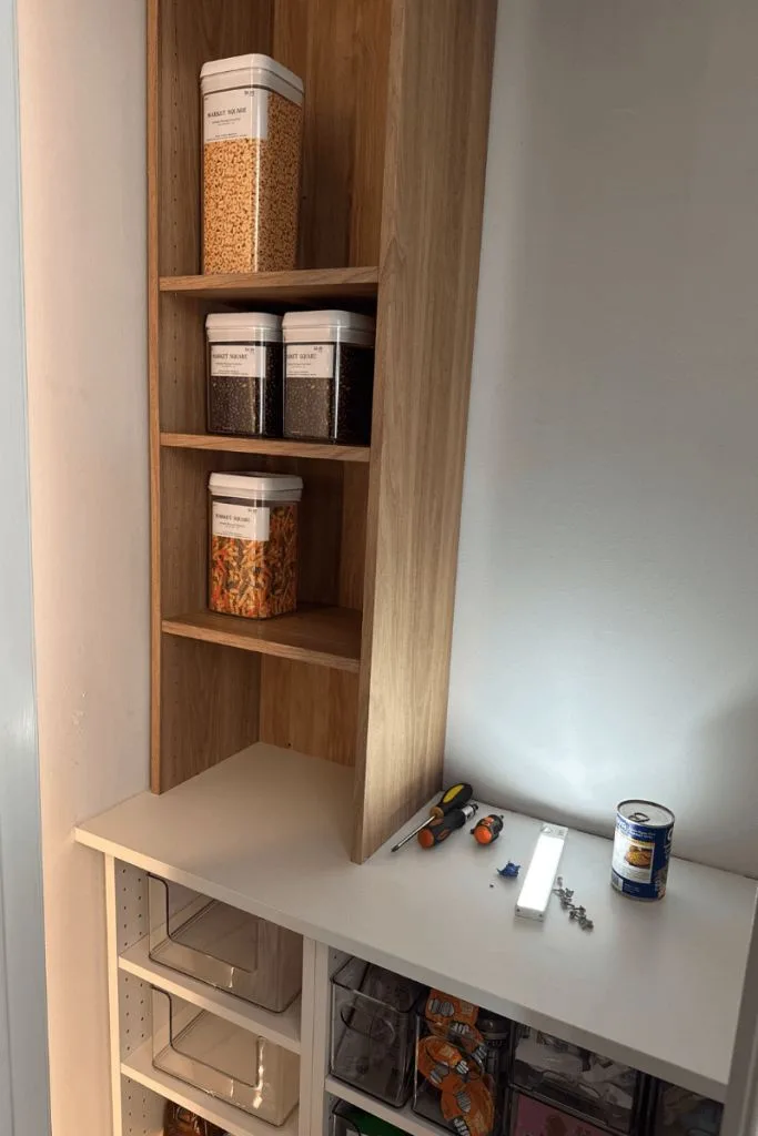 Pantry with bookshelf storage
