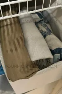 Fabric bin with table linens