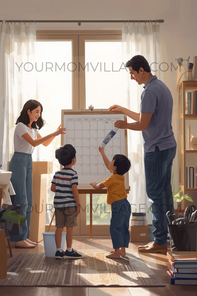 AI family creating a chore chart